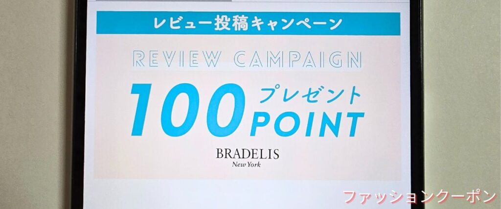 ブラデリスニューヨークのレビュー投稿で100ポイント